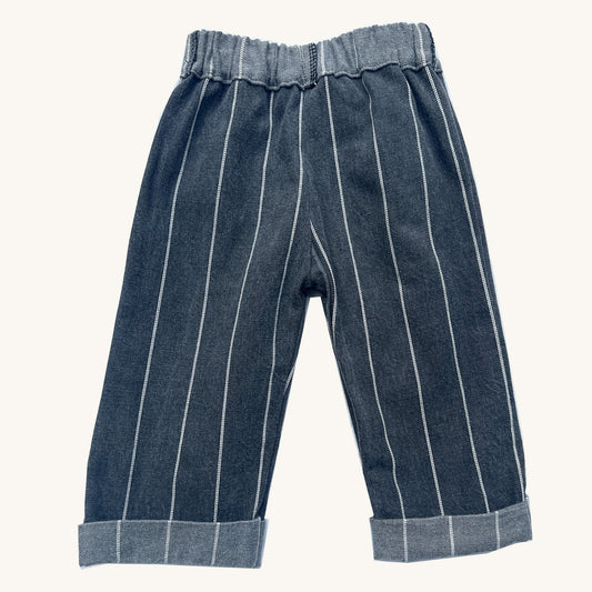 GREY STRIPE DENIM PANT - 12mo