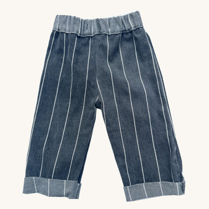 GREY STRIPE DENIM PANT - 12mo