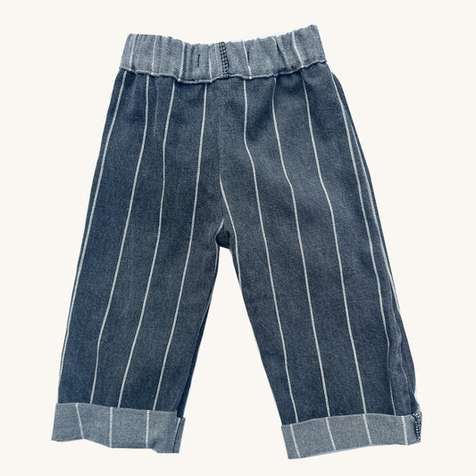 GREY STRIPE DENIM PANT - 12mo