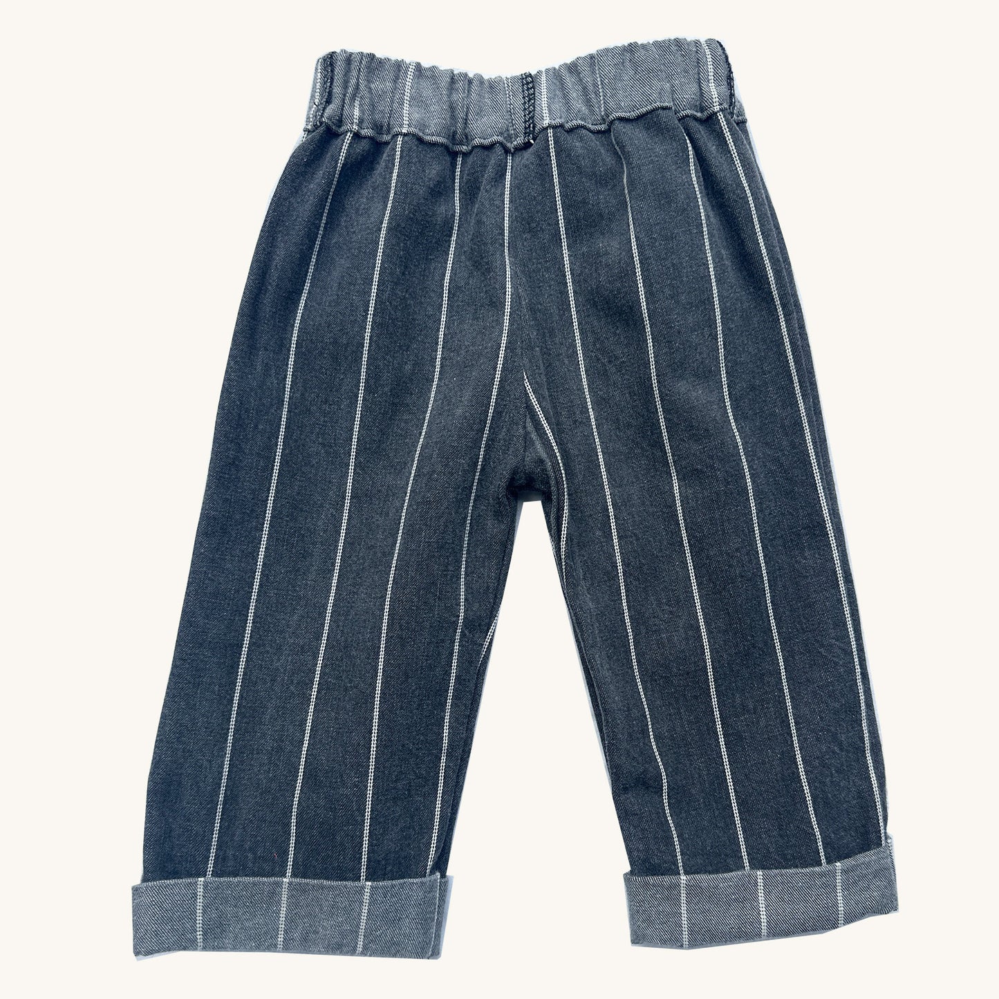 GREY STRIPE DENIM PANT - 12mo